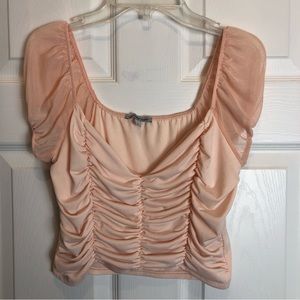 Charlotte Russe Gathered Front Sheer Cap Sleeve Crop Top  Size L
